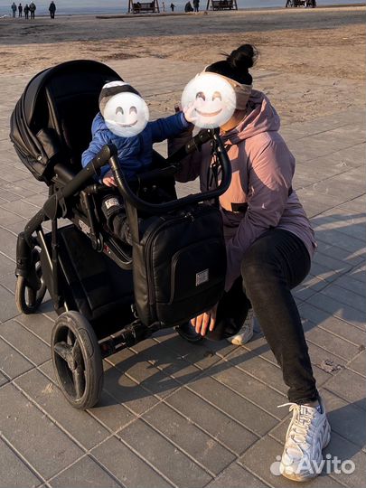 Коляска 2в1 adamex luciano deluxe черная экокожа