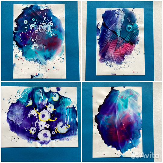 Картина акварель монотипия