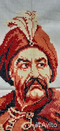 Ручная вышивка на ткани Богдан Хмельницкий