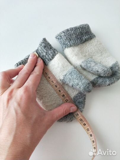 Детские зимние шерстяные варежки на 5-7 лет