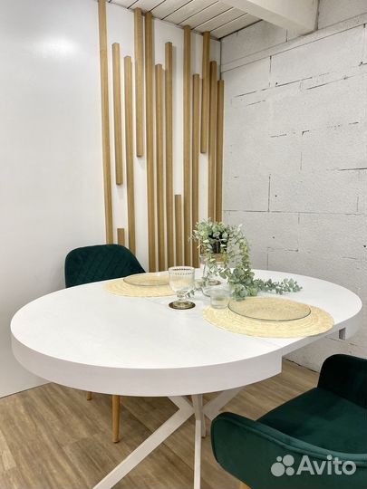 Раздвижной круглый стол Folkman в белой эмали D90