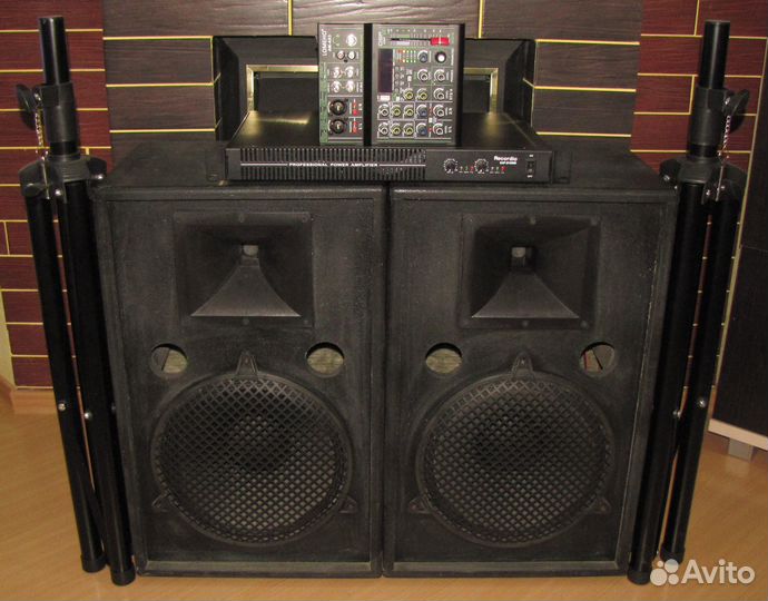 Колонки FA 1000W 2ш 12Pro Усилитель Микшер Штативы