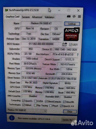 Msi Radeon Rx5500Xt Gaming 8 Gb