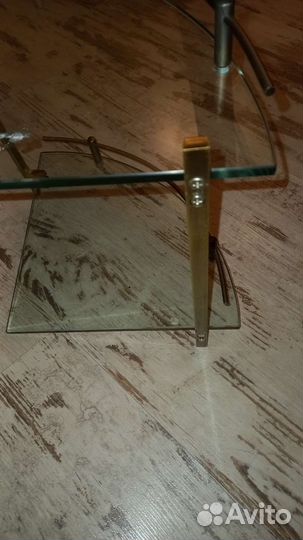 Двойная стеклянная полка бронза