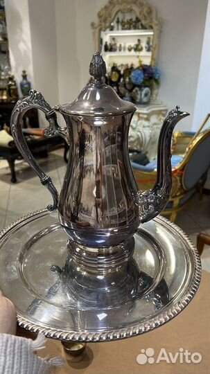 Чайник сахарница молочник, посеребрение винтаж