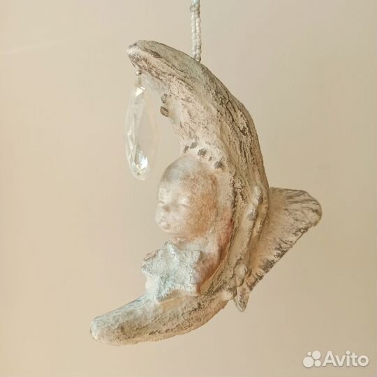 Ёлочная игрушка Месяц Новорождённый в стиле винтаж