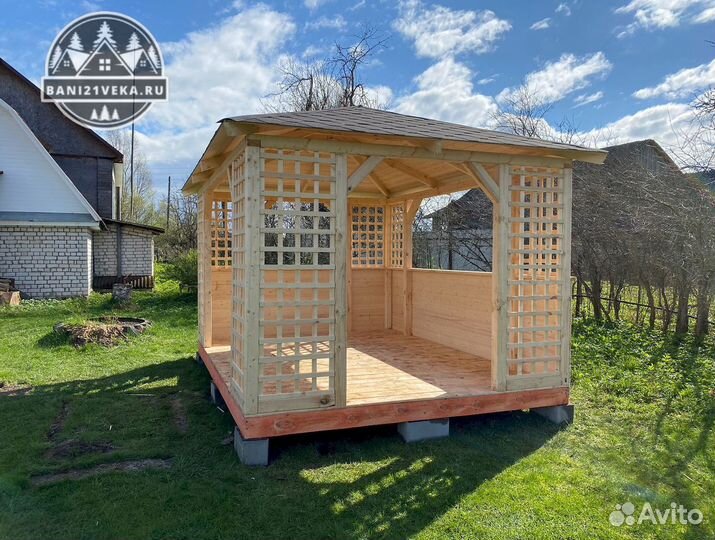 Беседка из ели. Доставка