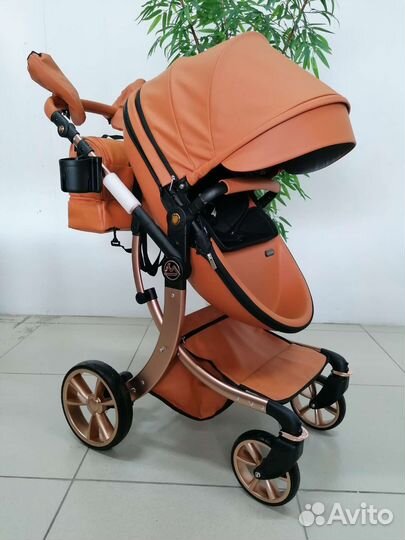 Новая коляска 3в1 Luxmom 608-2 NEW (ириска/кожа)