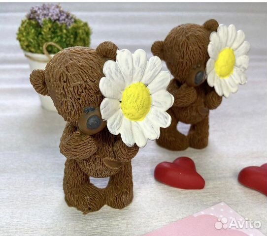 Форма для шоколада мишка Тедди с ромашкой