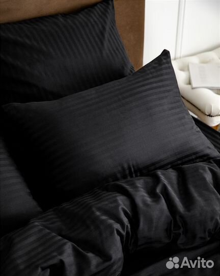 Постельное белье Софи Черный новое страйп-сатин
