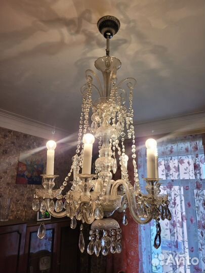 Люстра хрустальная потолочная Чехословакия