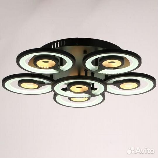 Люстра с пду 59121/6BK LED 150Вт 3 режима диммер ч