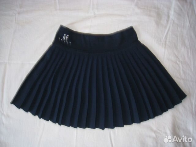 Синяя школьная плиссированная юбка р.128