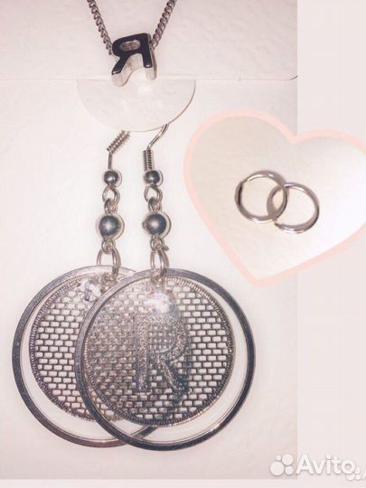 Серьги колечки серебро и набор бижутерии