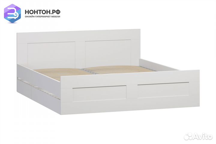 Кровать двуспальная Сириус белая с ящиками