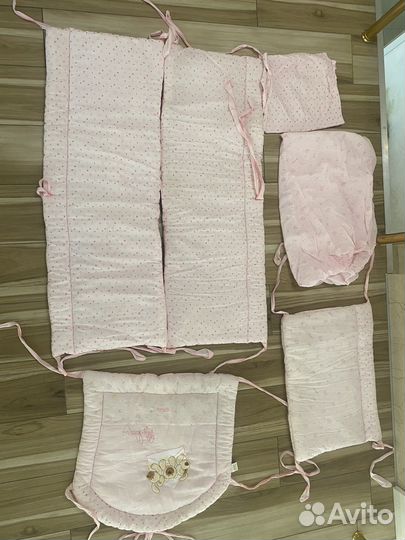Комплект бортики,постельное белье,балдахин