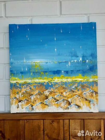 Картина абстракция на холсте среднего размера