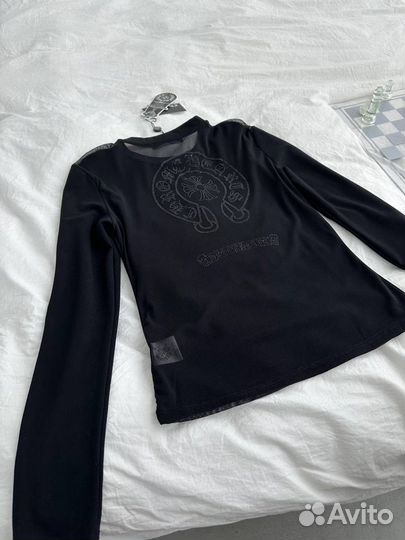 Крутой лонгслив Chrome Hearts с декором на спинке