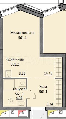 Апартаменты-студия, 28,4 м², 3/16 эт.