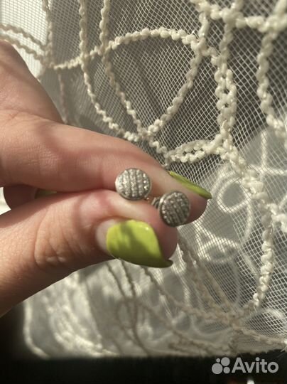 Серьги белое золото