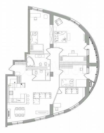 4-к. квартира, 149,9 м², 22/22 эт.