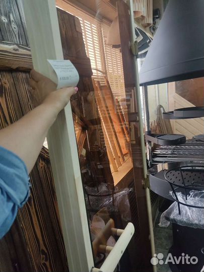 Дверь банная со стеклом \ брашированная