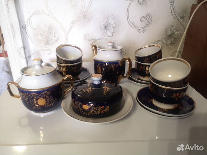 Сервиз чайный СССР Довбыш, кобальт