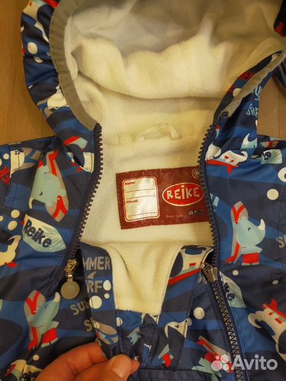 Куртка/ветровка на флисе размер 80 + шапка