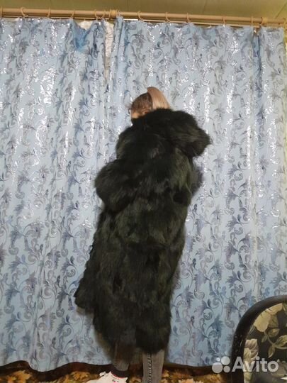 Шуба лиса с капюшоном