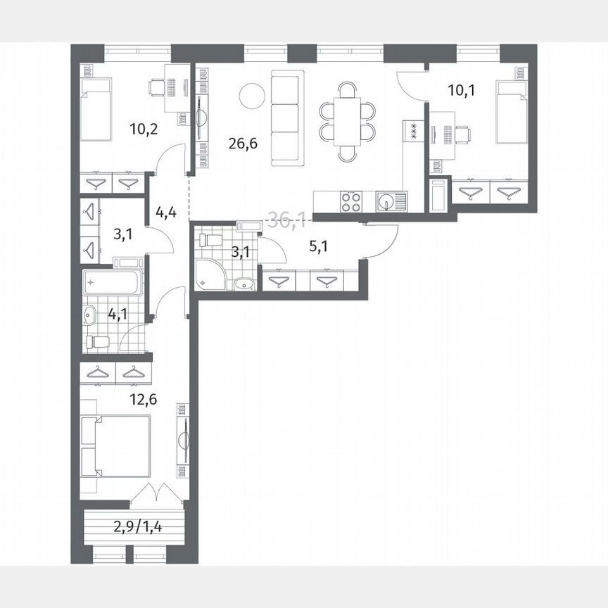 3-к. квартира, 80,7 м², 3/12 эт.