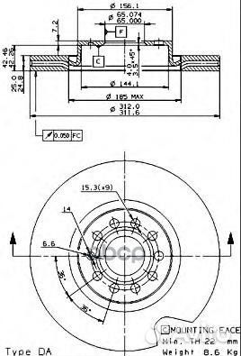 Диск тормозной передний 09977211 Brembo