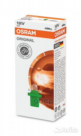 2722MF osram Лампа 2W B8.5d зеленый-лайм цоколь