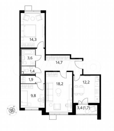 3-к. квартира, 77,8 м², 18/24 эт.
