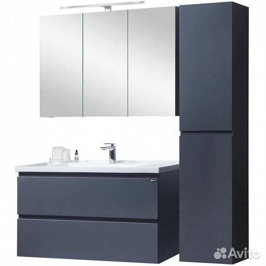 Зеркало-шкаф Orans 40231000З с LED подсветкой, графитовый матовый, 100x57x14