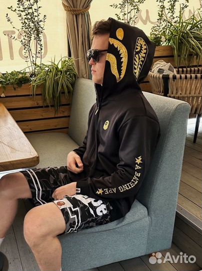 Зипка bape golden black Japan Бэйп Золотая Худи