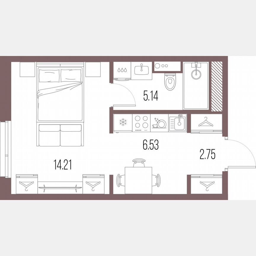 Квартира-студия, 28,6 м², 3/10 эт.