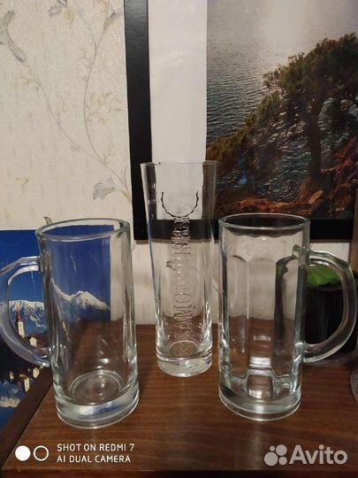 2 пивные кружки и стакан
