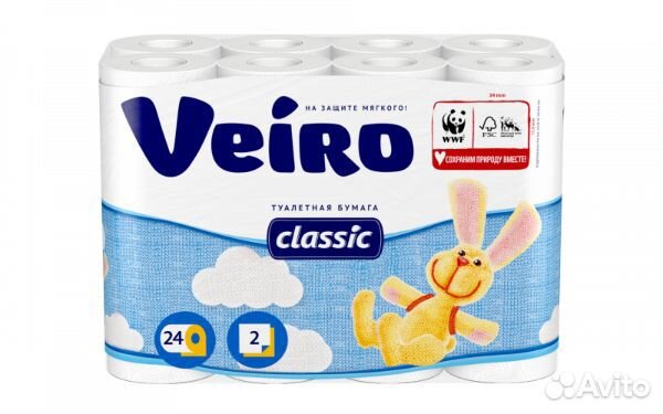 Туалетная бумага Veiro Classic (24 рулона, 2 слоя)