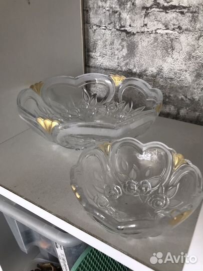 Ваза салатник 3шт стеклянный golden romance