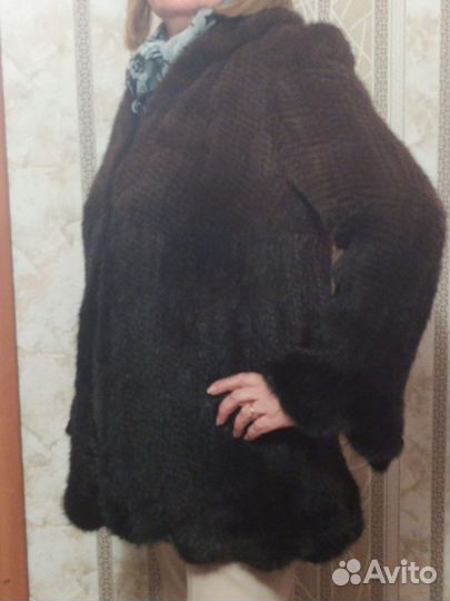 Шуба полушубок из вязаной норки