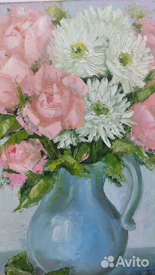 Оригинальная картина маслом цветочный натюрморт