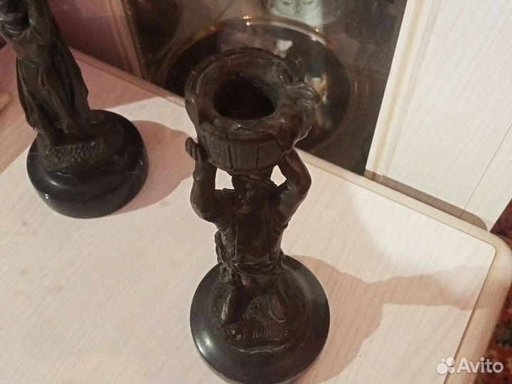 Подсвечник бронза старинный набор чашек с блюдцами