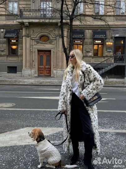 Искусственная шуба длинная леопард рысь