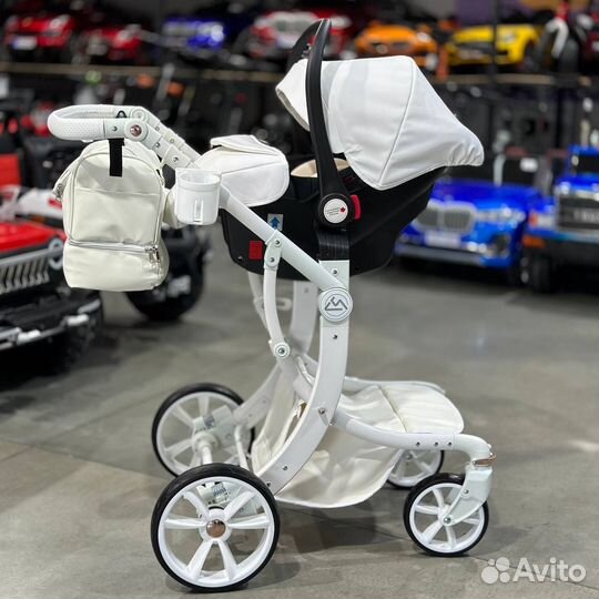 Новая коляска 3в1 luxmom 608-2 эко кожа белая