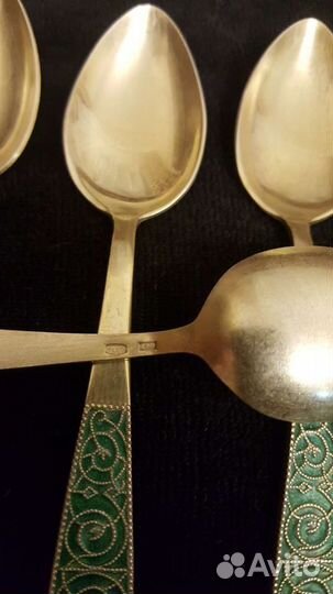 Ложки чайные серебро 875 с золочением
