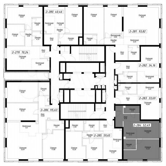 1-к. квартира, 52,6 м², 31/36 эт.