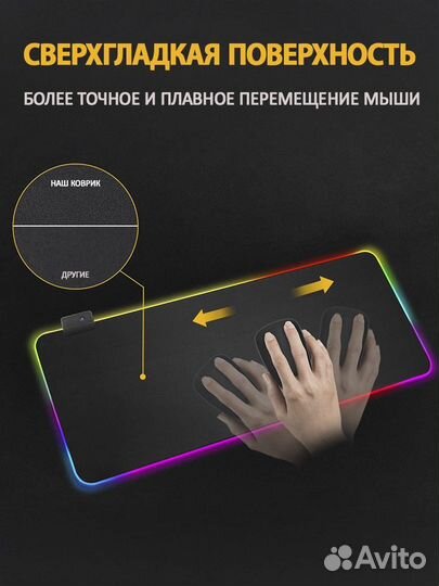 Игровой коврик для мыши с подсветкой