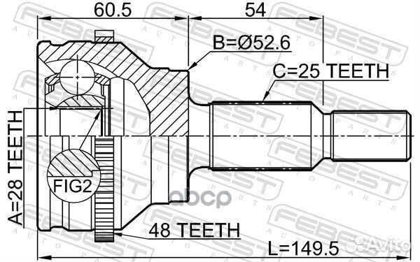 ШРУС наружный задний 28X52.6X25 nissan terrano