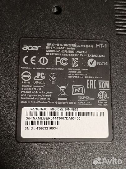 Ноутбук Acer e5 - 571g - 371g сломанный