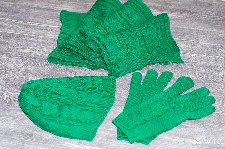 Шапка + шарф + перчатки